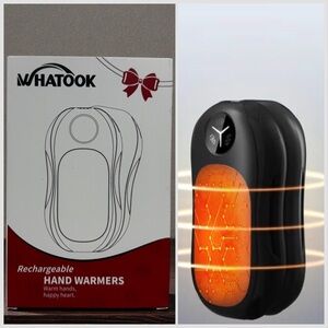 WHATOOK Rechargeable Hand Warmers Magnetic 2-in-1 USB Pocket Heater Black